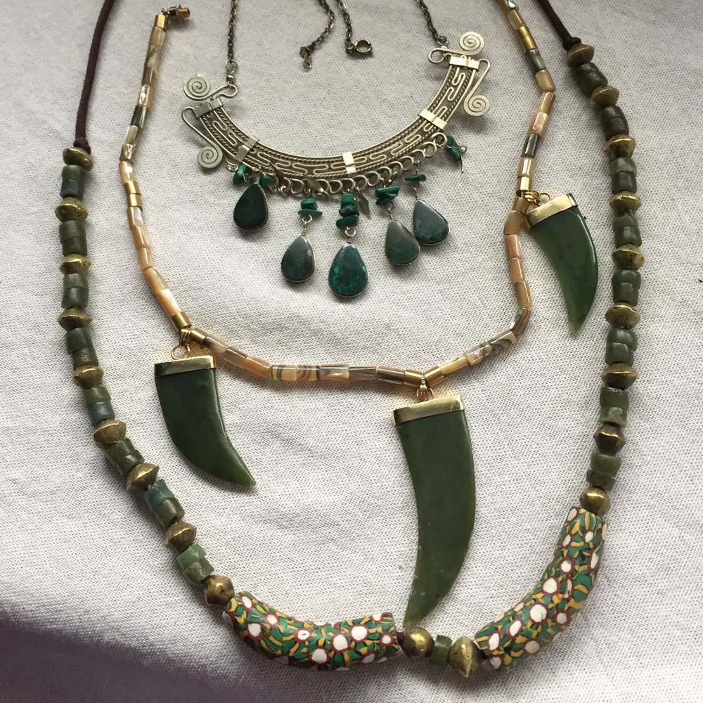 Three GREEN Necklaces